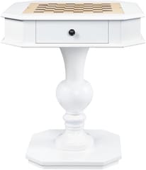 KD 28-Inch Reversible Chess & Checkers Game Table with Storage & Turned Pedestal