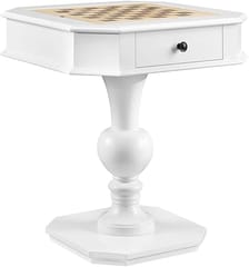 KD 28-Inch Reversible Chess & Checkers Game Table with Storage & Turned Pedestal