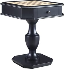 KD 28-Inch Reversible Chess & Checkers Game Table with Storage & Turned Pedestal