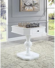 KD 28-Inch Reversible Chess & Checkers Game Table with Storage & Turned Pedestal
