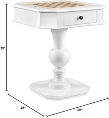 KD 28-Inch Reversible Chess & Checkers Game Table with Storage & Turned Pedestal
