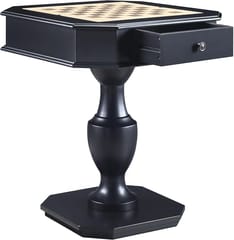 KD 28-Inch Reversible Chess & Checkers Game Table with Storage & Turned Pedestal