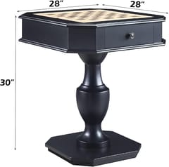 KD 28-Inch Reversible Chess & Checkers Game Table with Storage & Turned Pedestal