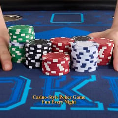 KD 48-Inch Folding Poker Table for 8 Players with Padded Rail & Cup Holders – Blue & Black