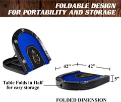 KD 7FT Classic Folding Poker Table for 10 Players with Padded Rail & Cup Holders – Blue & Black