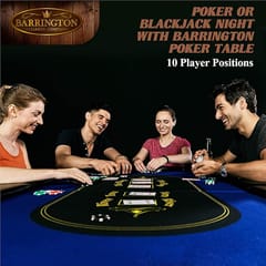 KD 7FT Classic Folding Poker Table for 10 Players with Padded Rail & Cup Holders – Blue & Black