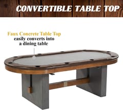 KD Urban 87-Inch Poker Table for 10 Players with Convertible Dining Top – Grey & Brown