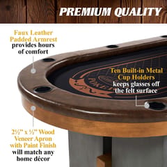 KD Urban 87-Inch Poker Table for 10 Players with Convertible Dining Top – Grey & Brown