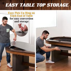 KD Urban 87-Inch Poker Table for 10 Players with Convertible Dining Top – Grey & Brown