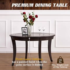 KD Onyx 48-Inch 6-Player Poker & Dining Table with Flip-Top, Chip Trays & Cup Holders