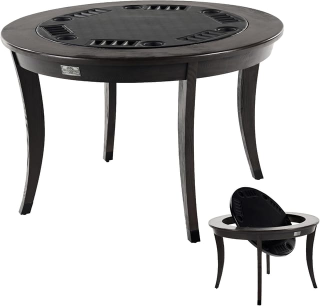 KD Onyx 48-Inch 6-Player Poker & Dining Table with Flip-Top, Chip Trays & Cup Holders