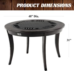 KD Onyx 48-Inch 6-Player Poker & Dining Table with Flip-Top, Chip Trays & Cup Holders