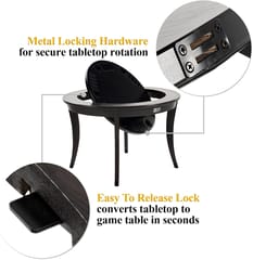 KD Onyx 48-Inch 6-Player Poker & Dining Table with Flip-Top, Chip Trays & Cup Holders