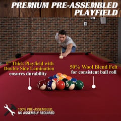 KD Arlington 8-Foot Drop Pocket Pool Table with Accessory Set