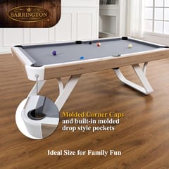 KD Camden 7-Foot Drop Pocket Pool Table with Accessory Set – Grey Playfield & White Base