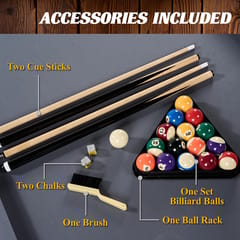KD Camden 7-Foot Drop Pocket Pool Table with Accessory Set – Grey Playfield & White Base