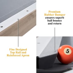 KD Camden 7-Foot Drop Pocket Pool Table with Accessory Set – Grey Playfield & White Base
