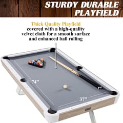 KD Camden 7-Foot Drop Pocket Pool Table with Accessory Set – Grey Playfield & White Base