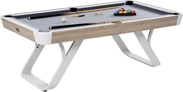 KD Camden 7-Foot Drop Pocket Pool Table with Accessory Set – Grey Playfield & White Base