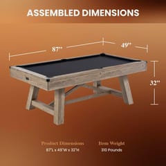 KD Rustic 7-Foot Drop Pocket Pool Table with Accessory Set