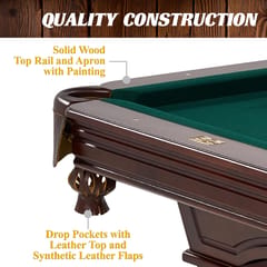 KD Premium 8.3-Foot Drop Pocket Pool Table with Accessory Set