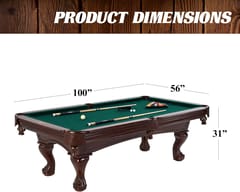 KD Premium 8.3-Foot Drop Pocket Pool Table with Accessory Set
