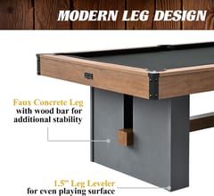 KD Urban Drop Pocket Pool Table – Brown Wood-Look Cabinet & Grey Playfield