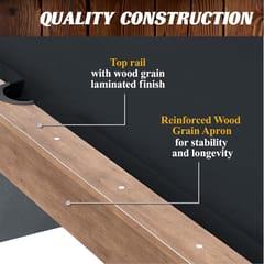KD Urban Drop Pocket Pool Table – Brown Wood-Look Cabinet & Grey Playfield