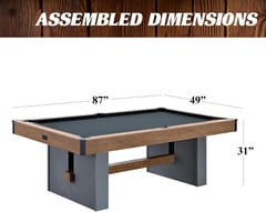 KD Urban Drop Pocket Pool Table – Brown Wood-Look Cabinet & Grey Playfield