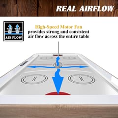 KD Contemporary Air Hockey Table with Accessories – Light Wood-Look Finish & White Angled Base