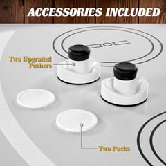KD Contemporary Air Hockey Table with Accessories – Light Wood-Look Finish & White Angled Base