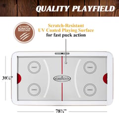 KD Contemporary Air Hockey Table with Accessories – Light Wood-Look Finish & White Angled Base