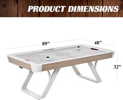 KD Contemporary Air Hockey Table with Accessories – Light Wood-Look Finish & White Angled Base