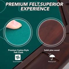 KD Octagonal Solid Wood 8-Player Poker Table with Green Felt, Cup Holders & Chip Trays – Warm Walnut