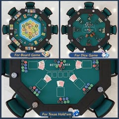 KD Octagonal Solid Wood 8-Player Poker Table with Green Felt, Cup Holders & Chip Trays – Warm Walnut
