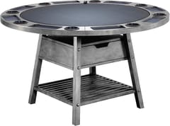 KD Emory 54-Inch 2-in-1 Poker & Dining Table with Cup Holders, Chip Trays & Lower Shelf – Raven Black