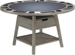 KD Emory 54-Inch 2-in-1 Poker & Dining Table with Cup Holders, Chip Trays & Lower Shelf – Raven Black