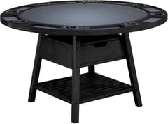 KD Emory 54-Inch 2-in-1 Poker & Dining Table with Cup Holders, Chip Trays & Lower Shelf – Raven Black