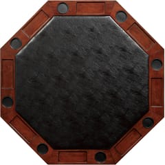 KD Deaton Traditional Wooden Octagonal Poker Game Table with Cup Holders & Chip Trays – Cherry Finish