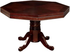 KD Deaton Traditional Wooden Octagonal Poker Game Table with Cup Holders & Chip Trays – Cherry Finish