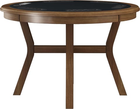KD Cooper 47-Inch Convertible Wooden Poker Game Table – Brown Finish