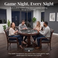 KD Bridgeport 48-Inch 2-in-1 Poker & Dining Table and Chairs Set – Walnut Finish