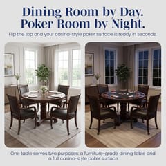 KD Bridgeport 48-Inch 2-in-1 Poker & Dining Table and Chairs Set – Walnut Finish