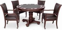 KD Bridgeport 48-Inch 2-in-1 Poker & Dining Table and Chairs Set – Walnut Finish