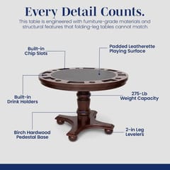 KD Bridgeport 48-Inch 2-in-1 Poker & Dining Table and Chairs Set – Walnut Finish
