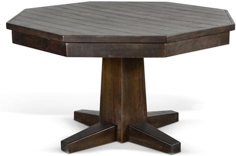 KD Octagonal Wooden Poker & Dining Table with Reversible Top, Cup Holders & Chip Trays – Tobacco Leaf Finish