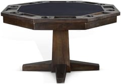 KD Octagonal Wooden Poker & Dining Table with Reversible Top, Cup Holders & Chip Trays – Tobacco Leaf Finish