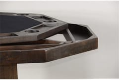 KD Octagonal Wooden Poker & Dining Table with Reversible Top, Cup Holders & Chip Trays – Tobacco Leaf Finish