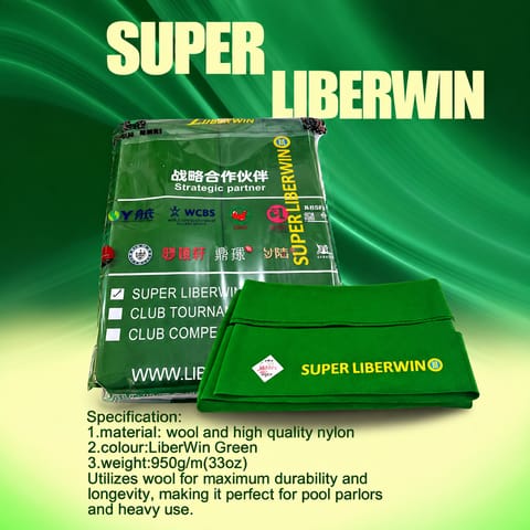 KD Super Liberwin Snooker Table Cloth – 12 × 6 Feet, Green