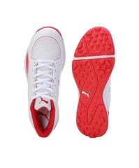 PUMA 24 FH Rubber Cricket Shoes – Unisex Adult, White-Red